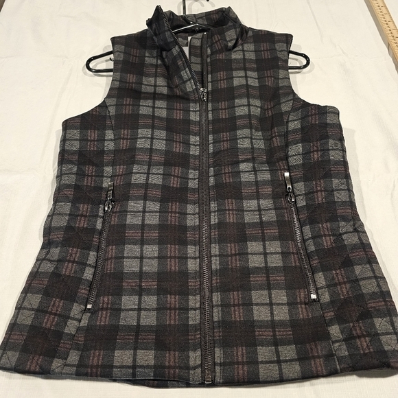 Lemon TART womens gray plaid zip vest jacket sz S NEW - Picture 9 of 10